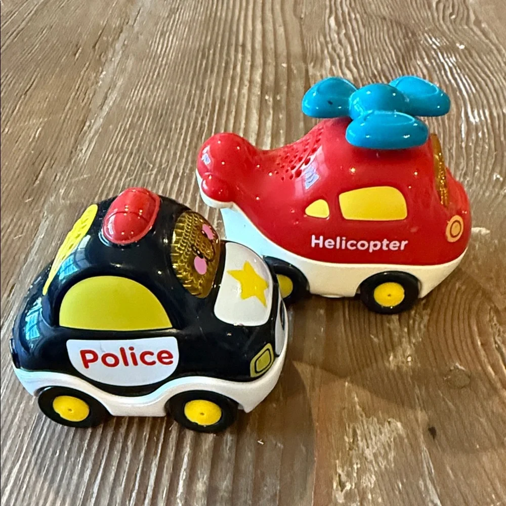 Vtech smart Fun Police Car and Helicopter Toy Set lights up and sings